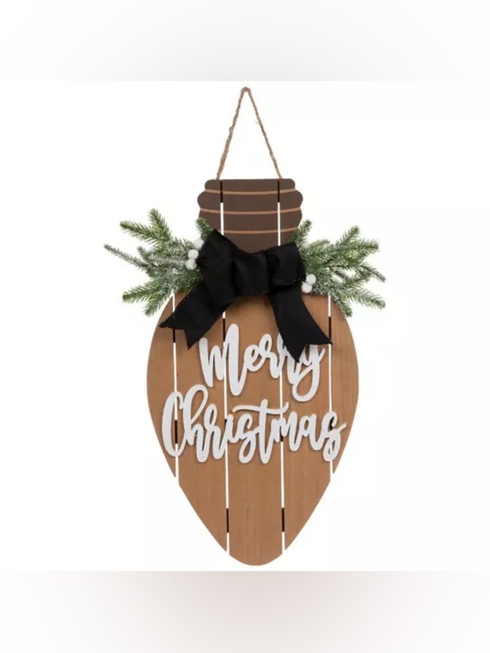 Merry Christmas Bulb Shape Wood Wall Decor